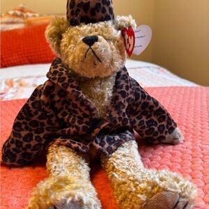 Ty Isabella Bear with Leopard Print Coat NWT